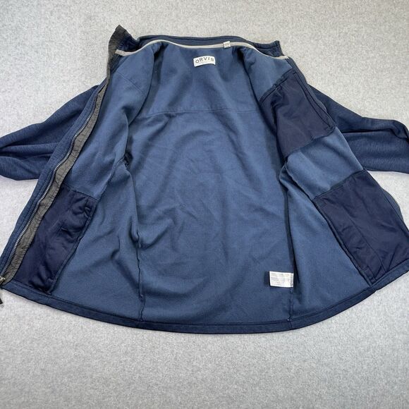 ORVIS Mens Medium M Bonded Mesh Fleece Full Zip Jacket Blue Gray Textured READ - Picture 6 of 10